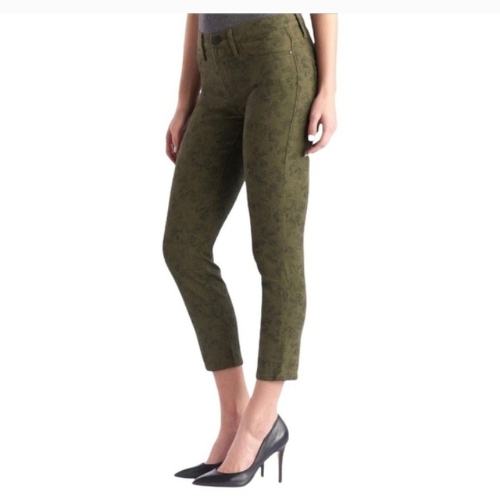Rock & Republic Kashmiere Crop Olive Green Printed Stretch Skinny Jeans New 10